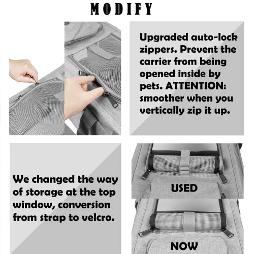 GAPZER Pet Carrier for Large Cats, Soft-Sided Cat Carrier for Medium Big Cats and Puppy up to 20lbs, Washable Dog Carrier Privacy Protection for Home Outdoor Travel