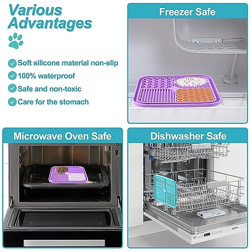 2PCS Licking Mat for Dogs with Suction Cups, Premium Lick Pad for Anxiety Relief, Slow Feeder Dog Bowls, Perfect for Bathing, Grooming and Training
