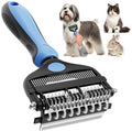 AXEFUN 3-in-1 Professional Pet Grooming Brush for Dogs & Cats – Dematting Comb, Undercoat Rake & Deshedding Tool for Long & Short Hair, Heavy Shedding & Matted Fur (Blue)