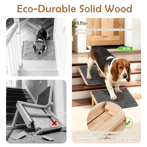 KISIMUY Foldable Wooden Dog Stairs, Slope for Senior & Joint-Sensitive Dogs