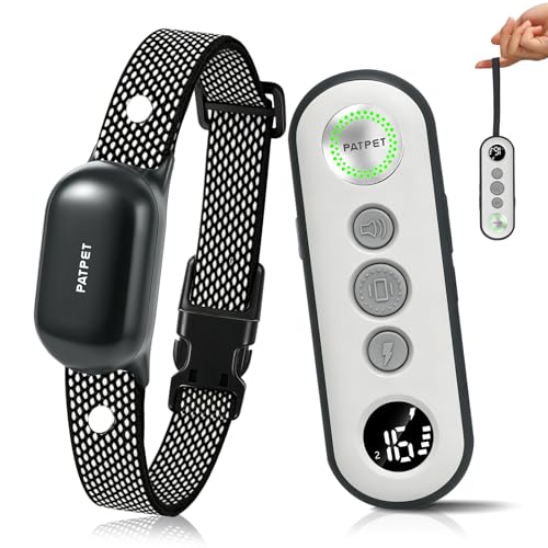 PATPET Shock Collar for Dogs - 4000FT Dog Training Collar with Remote, IPX7 Waterproof 4 Modes(Beep/Vibration/Shock/Safe) Dog Shock Collar, Rechargeable E-Collar for Small Medium Large Dogs(Dark Grey)