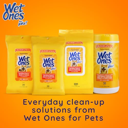 Wet Ones for Pets Antibacterial Dog Paw Cleaner with Built-in Scrubber Brush, Tropical Splash Scent - Foaming Cleanser for Dog Paws - Paw Washer & Grooming Care, 5 Ounce