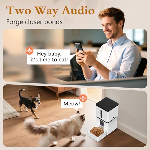 Yakry Automatic Dog Feeder with Camera - 8L/33 Cups Smart Pet Feeder for Small/Medium Dogs & Cats, 5GHz/2.4GHz WiFi App Control, 1080P HD Night Vision, 2-Way Audio, Timed Dry Food Dispenser Indoor