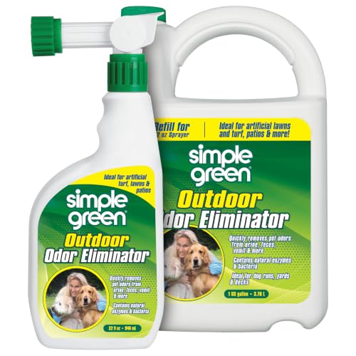 Simple Green Outdoor Odor Eliminator for Pets, Dogs, Ideal for Artificial Grass & Patio (32 oz Hose End Sprayer & 1 Gallon Refill)