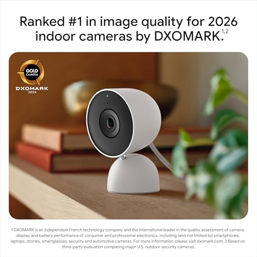 Google Nest Cam Indoor (Wired, 3rd Gen) - Security Camera with 2K Video and Gemini, Night Vision, 2-Way Audio, Works with Google Home - 2025 Model - Snow
