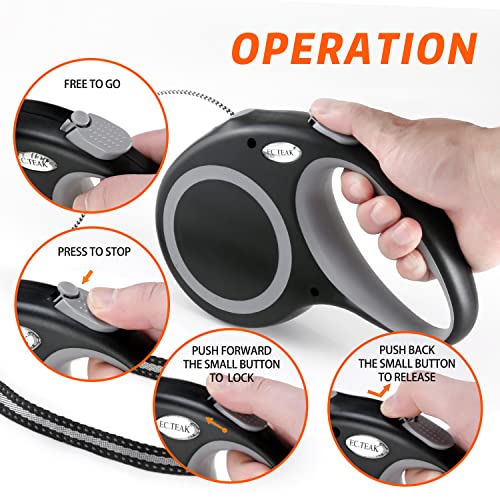 Retractable Dog Leash, 30 FT Dog Walking Leash for Small Medium Large Dogs up to 110 lbs, Heavy Duty No Tangle, Black