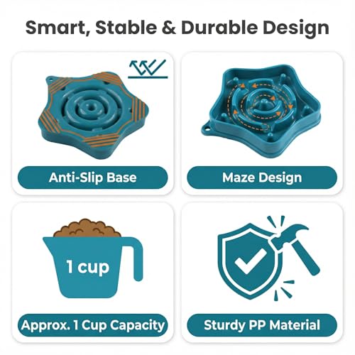 Sufisat Pet Slow Feeder Bowl for Small Dogs, Puzzle Feeder for Petite Dogs, Anti-Choking, Slow Eating, 350ML Capacity, BPA-Free, Small Size