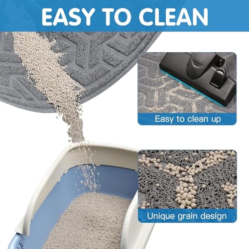 UPSKY Cat Litter Mat, Litter Trapping Mat Soft on Kitty Paws, Large Litter Box Mat 35" x 24" Scatter Control for Indoor Cats Waterproof and Extra Large Pretty Litters Carpet