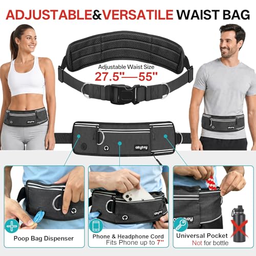 Qltytoy Hands Free Double Dog Leash for Two Dogs,240LB Heavy Duty Retractable with Partitioned Pouch Adjustable Waist for Walking Running Jogging Hiking Biking Training for Medium/Large(Not for＜25LBS)