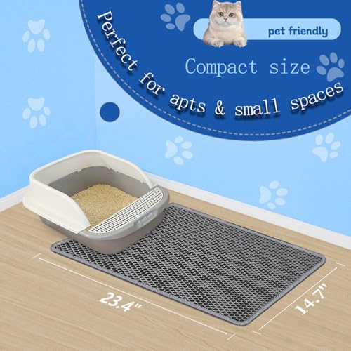 Xuanyaente Double Layer Honeycomb Ultra Soft Cat Litter Mat - 23.4" x 14.7", BPA-Free, Upgraded Non-Slip & Urine-Proof Bottom, Durable & Easy Clean, Gray Pack of 1