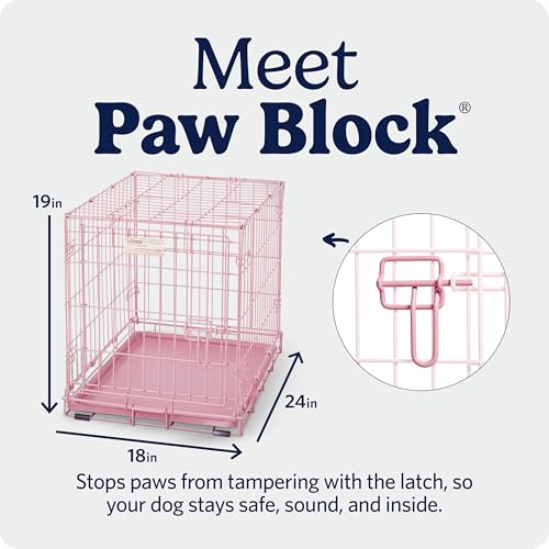 MidWest Homes for Pets 24-Inch Pink Fashion iCrate for Small Breeds, 12-20 lbs, Single Door Folding Dog Crate with Divider Panel, Leak-Proof Tray & Secure Latch, Portable, Durable & Easy to Assemble