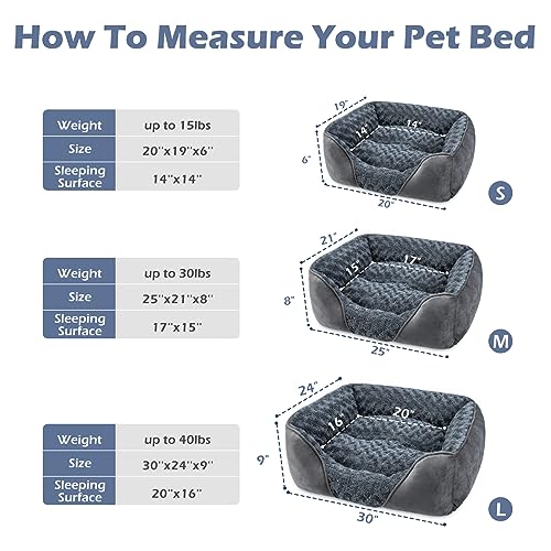 INVENHO Rectangle Washable Orthopedic Dog Bed for Small, Medium and Large Dogs, Soft Calming, Sleeping Puppy Bed Durable Pet Cuddler with Anti-Slip Bottom, S (20"x19"x6")