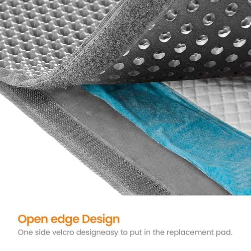 Cat Litter Mat-30"X24" Jumbo Litter Trapping Mat EVA Honeycomb,Urine & Waterproof Scatter Control Matt for Cat With Handle Design Easier To Clean, Less Waste, Soft On Paws, Gray