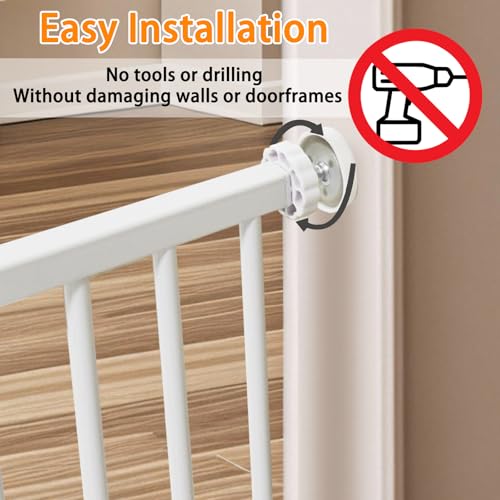 SHYUJAJIE Dog Gate for Small Dogs,Adjustable 18-48" Extra Wide Short Dog Gate for doorways,Low Pet Gate to Step Over for Stairs(White, 10" Height)