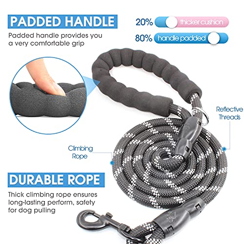 BAAPET 2/4/5/6 FT Dog Leash with Comfortable Padded Handle and Highly Reflective Threads for Small Medium and Large Dogs (4FT-1/2'', Black)