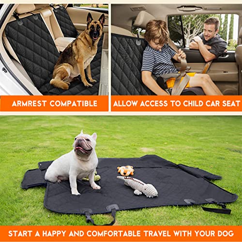 Yuntec Dog Car Seat Cover, Back Seat Cover for Dogs Pet Car Seat Protector Waterproof Bench Car Seat Cover, Non-Slip Rear Seat Cover fits Middle Armrest for Most Cars SUVs Trucks - Black