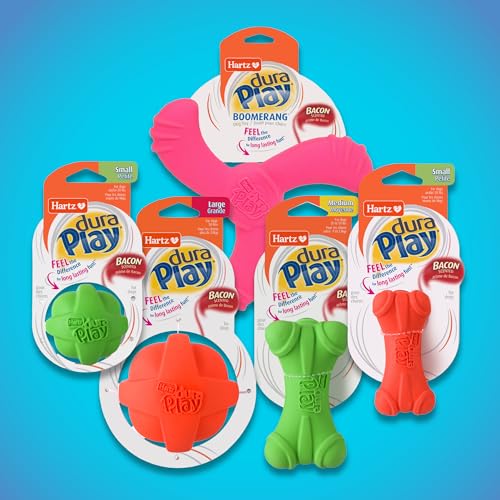 Hartz DuraPlay Bone Squeaky Latex Dog Toy for Medium Breeds, 3 Pack