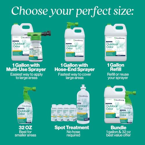 Eco Strong Outdoor Odor Eliminator Outside Dog Urine Enzyme Cleaner Powerful Pet, Cat, Animal Scent Deodorizer | Professional Strength for Yard, Turf, Kennels, Patios, Decks (128 OZ)