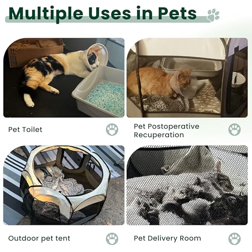 Love's cabin Pet Puppy Dog Playpen, Medium Dog Tent Crates Cage Indoor/Outdoor, Portable Playpen for Cat, Foldable Pop Up Dog Kennel Playpen with Carring Case, Removable Zipper Top, Grey