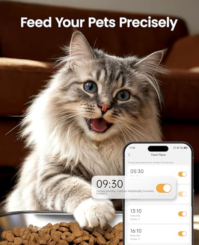 oneisall Automatic Cat Feeder with 5G WiFi, Automatic Cat Food Dispenser for 2 Cats Small Pets, 20 Cups/5L Timed Dry Food Dispenser with App Control