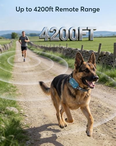 Jugbow Dog Shock Collar - 4200FT Dog Training Collar with Remote, IPX8 Waterproof Electric Collar with 4 Training Modes, Security Lock, Rechargeable e-Collar for Dogs 10-120lbs