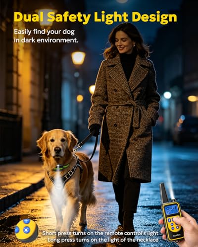 Heaflex Dog Shock Collar with Remote, Dog Training Electric Collar, Waterproof Rechargeable, 1640ft Dog Shock Collar with LED Light, Beep, Vibration, Shock for Medium/Large 3 Electronic Collars Dogs