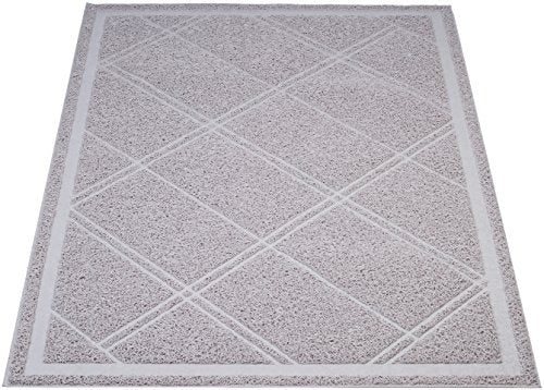 Amazon Basics Less-Mess Litter Trapping Cat Litter Box Mat, Soft on Kitty Paws, Waterproof, Scatter Control, 24" x 35", Grey