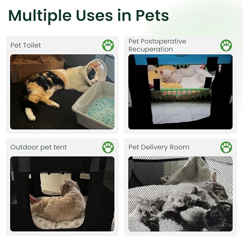 Love's cabin Pet Puppy Dog Playpen, Medium Dog Tent Crates Cage Indoor/Outdoor, Portable Exercise Playpen for Cat, Foldable Pop Up Dog Kennel Playpen with Carring Case (M, Grey)