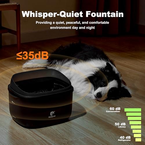 HOLAPAW Dog Water Fountain for Large Dogs, 2.1Gal/8L Dog Water Bowl Dispenser, No Spill Automatic Pet Water Fountain for Dogs Cats Multiple Pets with Ultra Quiet Pump, 3 Filter Replacement, Black