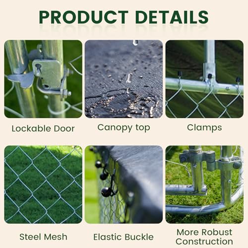 Petony Large Outdoor Dog Cage, Heavy Duty Dog Kennel House Mesh, Big Enclosure Pet Kennel Steel Fence with Secure Lock(78”x 78”)
