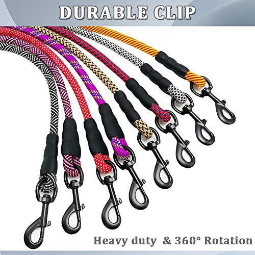 MayPaw Heavy Duty Rope Dog Leash, 3/4/6/7/8/10/12/15/20/30 FT Nylon Pet Leash, Soft Padded Handle Thick Lead Leashes for Large Medium Dogs (Black, 1/2" * 6')