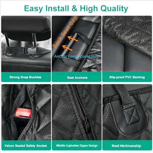 ANOSOSPECIAL Dog Car Seat Cover for Back Seat Cover,Non Stick Fur Rear Seat Protector for Pet,Nonslip Waterproof Durable Universal Fit Interior Backseat Covers for Auto Van SUV