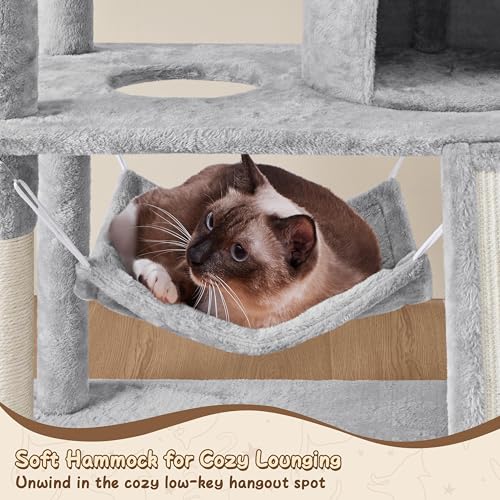 Yaheetech 63.5in Multi-Level Cat Tree Tower Condo with Scratching Posts, Platform & Hammock, Cat Activity Center Play Furniture for Kittens, Cats, and Pets