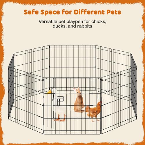 Yaheetech 24" High 8 Panel Foldable Metal Dog Exercise Pen Pet Playpen Dog Fence Outdoor & Indoor Use for Small Animals with Door Black