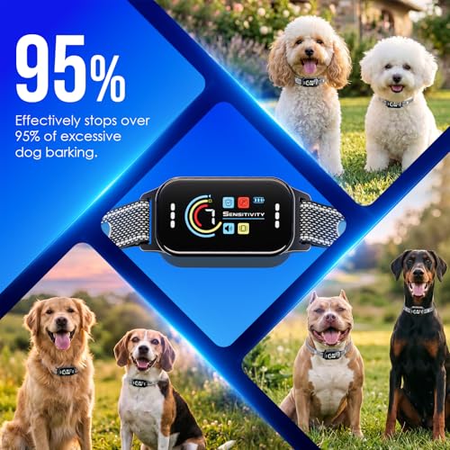 Koguzl Dog Bark Collar 2 Pack, Auto Anti Barking Collar for Large Medium Small Dogs 11-120lbs, 7 Sensitivity Levels, 5 Safe Training Modes, Humane Bark Training Collar