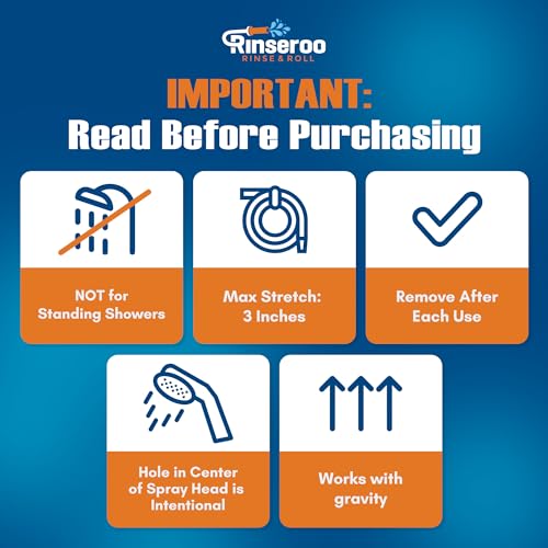 Rinseroo Slip-On Bathtub Faucet Sprayer Attachment. Ultra-Flex Dog Shower Hose Adapter Portable Hose Attachment with Sprayer Pet Showerhead Attach Tub Spout 5 Foot Hose. No Install for Speedy Washing