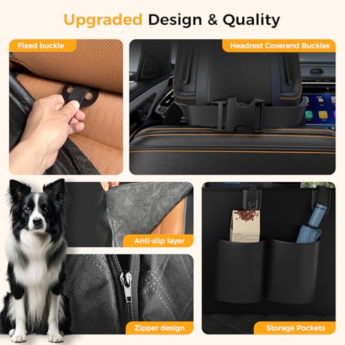 Elouta Dog Car Seat Cover for Back Seat,100% Waterproof Scratch Proof Nonslip Seat Cover,600D Heavy Duty Scratch Soft Dog Hammock for Car for Cars Trucks and SUVs Black