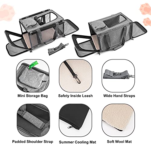 GAPZER Pet Carrier for Large Cats, Soft-Sided Cat Carrier for Medium Big Cats and Puppy up to 20lbs, Washable Dog Carrier Privacy Protection for Home Outdoor Travel