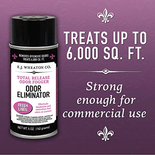 E.J. Wheaton Co. Odor Eliminator, Total Release Odor Fogger, 3 Pack, Effectively Deodorizes and Neutralizes Foul Odors on Contact, Fresh Linen (5 OZ)