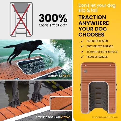 DOK Dog-DOK Inflatable Dock Platform: Safe & Easy Water Access for Dogs Up to 250 lbs; Floating Non-Slip EVA Foam with Dog Boat Ramp for Pool, Dock, & Lake | Military Grade & High Visibility