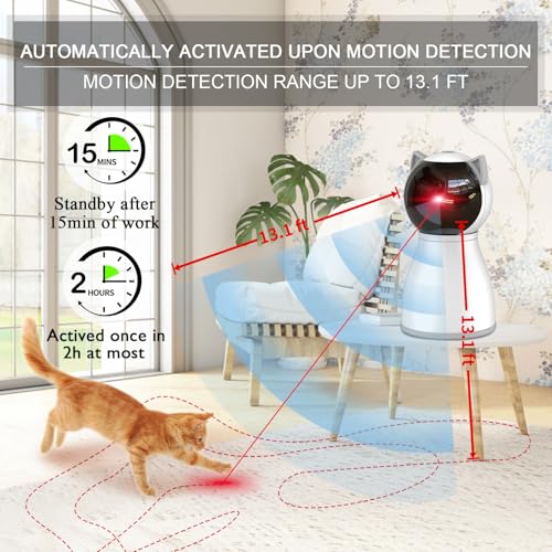 YVE LIFE Cat Toys Laser for Indoor Cats,The 4th Generation Real Random Trajectory Motion Activated Rechargeable Automatic Cat Laser Toy,Interactive Cat Toys for Bored Indoor Cats/Kittens