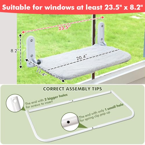 Zoratoo 2PC Cat Window Perch Cordless Foldable Cat Hammock Bed for Window with Metal Frame and Reversible Cover, Large Suction Cups Window Resting Seat for Indoor Cats (Cat Bed, M-2PC)