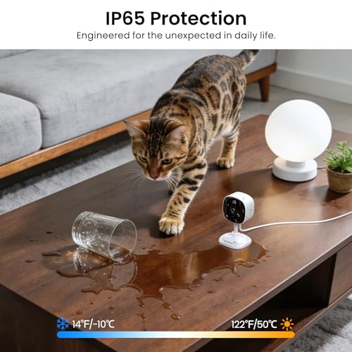 AOQEE 2K Cameras for Home Security-Outdoor/Indoor Camera for Dog/Cat/Pet/Nanny/Baby/Elderly, Color Night Vision, White Light, Siren, 24/7 SD Recordings, Works with Alexa, Plug in (C1-White-2pack-2.4G)