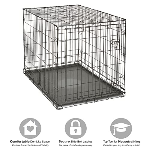 Midwest Homes for Pets 42-Inch New World Crate for Large Breeds, 71-90 lbs, Single Door Folding Dog Crate, Leak-Proof Tray & Secure Latch, Portable, Durable & Easy to Assemble