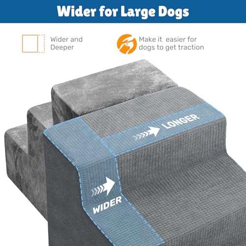 Dog Steps for High Bed, 23" H Dog Stairs for Small Dogs, 5-Tier Pet Stairs with Washable Cover, Non-Slip Pet Steps for Dogs to Get On Bed
