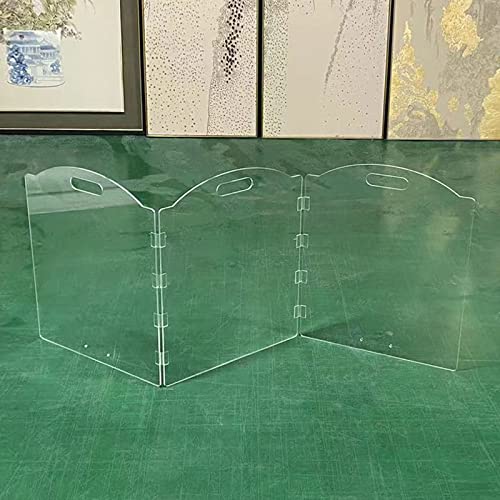 Clear Acrylic Freestanding Dog Gates for The House – Folding 3-Panel Pet Gates for Doorways, Indoor Stairs, and Hallways, Transparent Barrier for Dogs, Puppies, and Cats