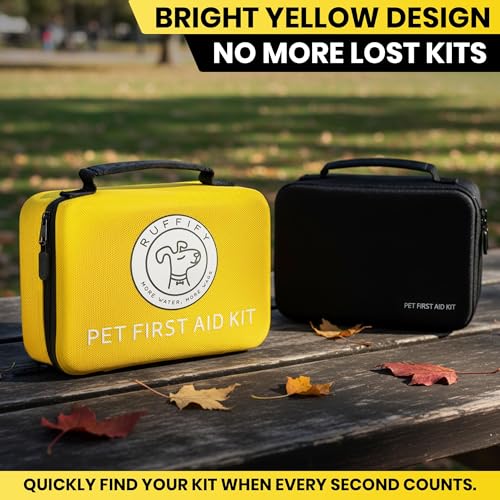 Ruffify Dog and Cat First Aid Kit – Vet Approved, 74 Essential Items Pet Emergency Kit Accessories for Car, Travel, Hunting, Hiking & Camping Gear with Mini Pouch for Home, Office & Outdoor Adventures