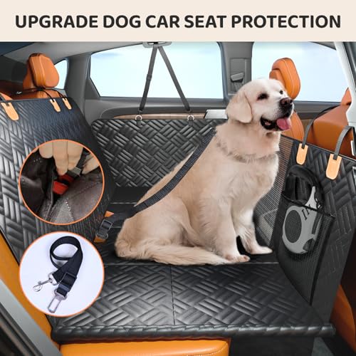 PROZAR Dog Car Seat Cover for Back Seat, Hard Bottom Back Seat Extender, Back Seat Pet Cover for Dogs - Supports 400lbs, Waterproof Heavy Duty Scratch Dog Hammock for Compact Cars/SUVs, 51in