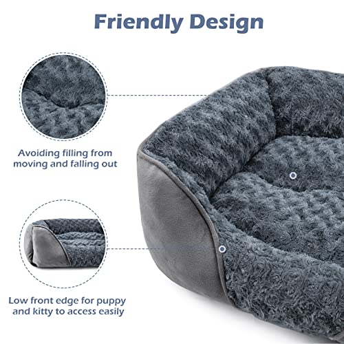 INVENHO Large Dog Bed for Large Medium Small Dogs, Rectangle Washable Orthopedic Dog Bed, Soft Calming Sleeping Puppy Bed Durable Pet Cuddler with Anti-Slip Bottom L(30"x24"x9")