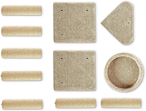 Amazon Basics Cat Tree Tower - Multi-Level Climbing Activity Center for Indoor Cats & Kittens with Scratching Posts, Platform, Jute Rope, Large (45.9"H), Beige